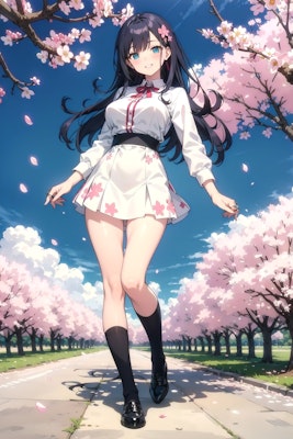 桜とミニスカート