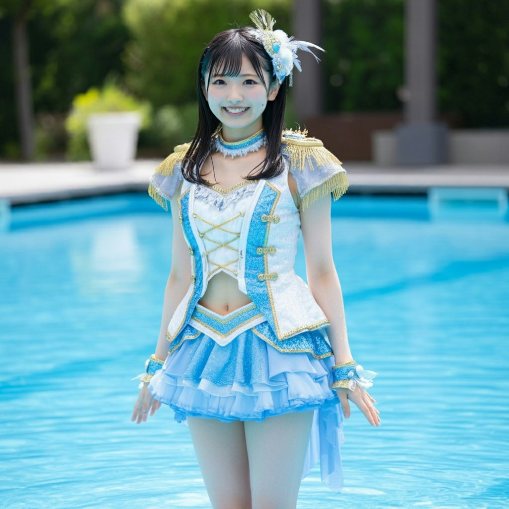 幼児用poolに立つアイドル