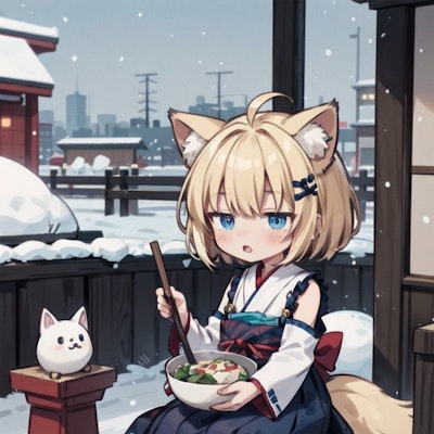 雪と狐ちゃん