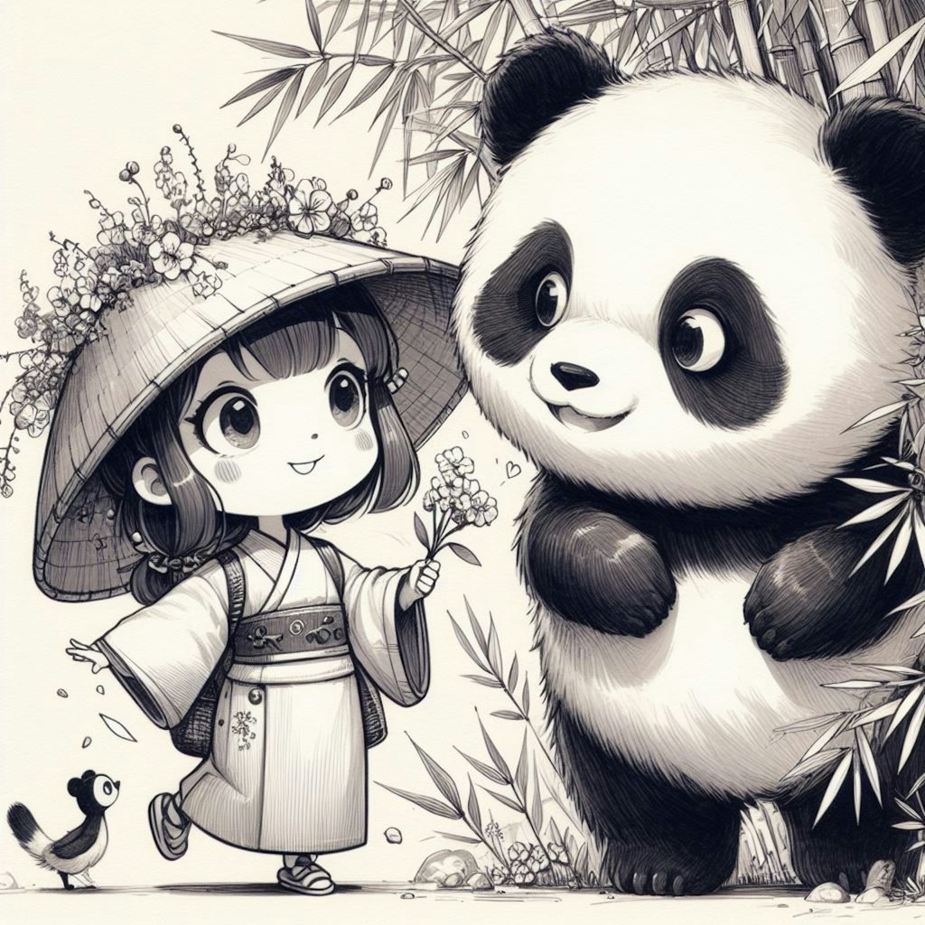 狐娘 旅をする　中国 パンダと出会う