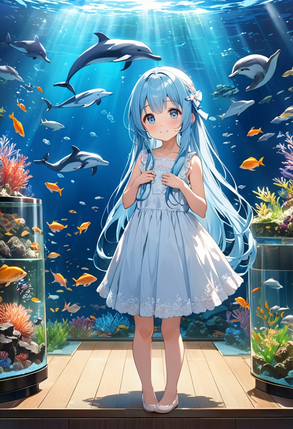 水族館　少女