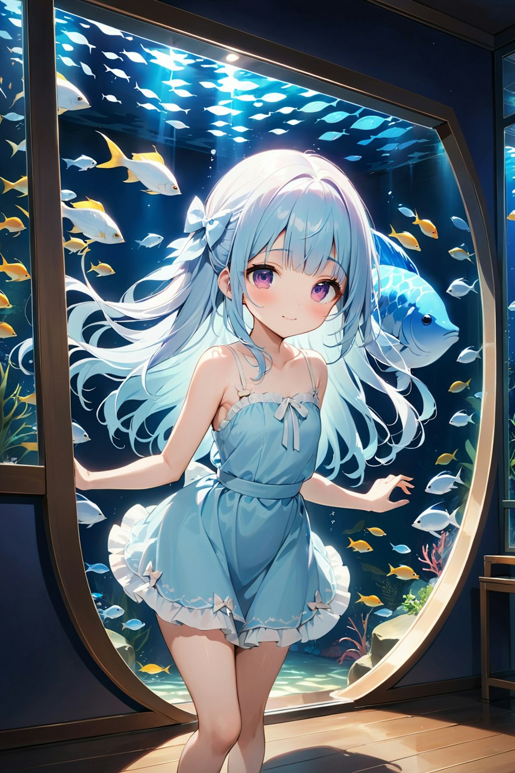 水族館　少女