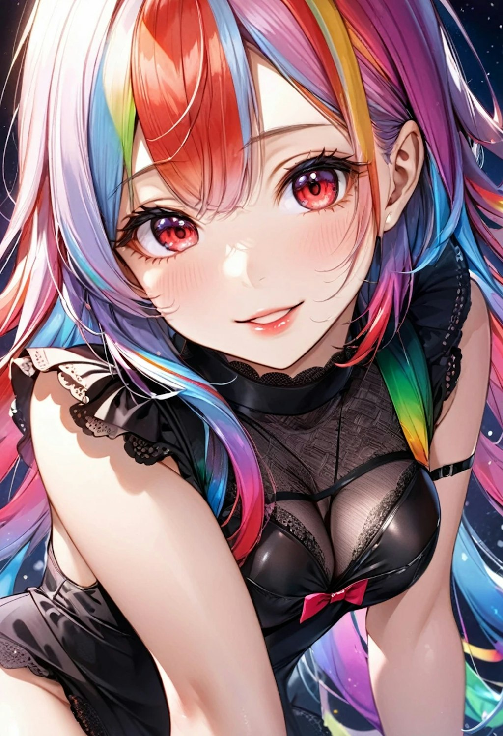 vivid rainbow color hair