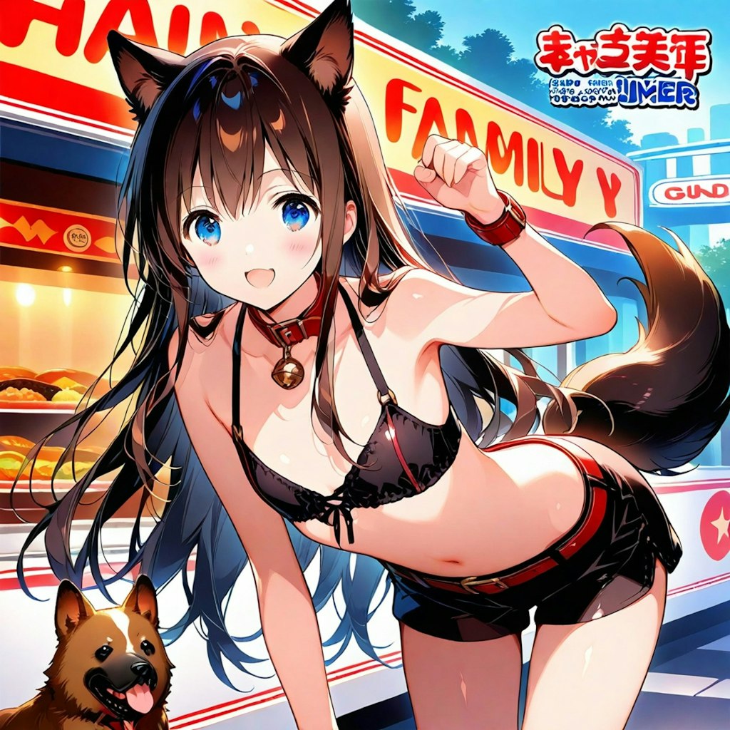 ファミレスで働く犬耳貧乳少女