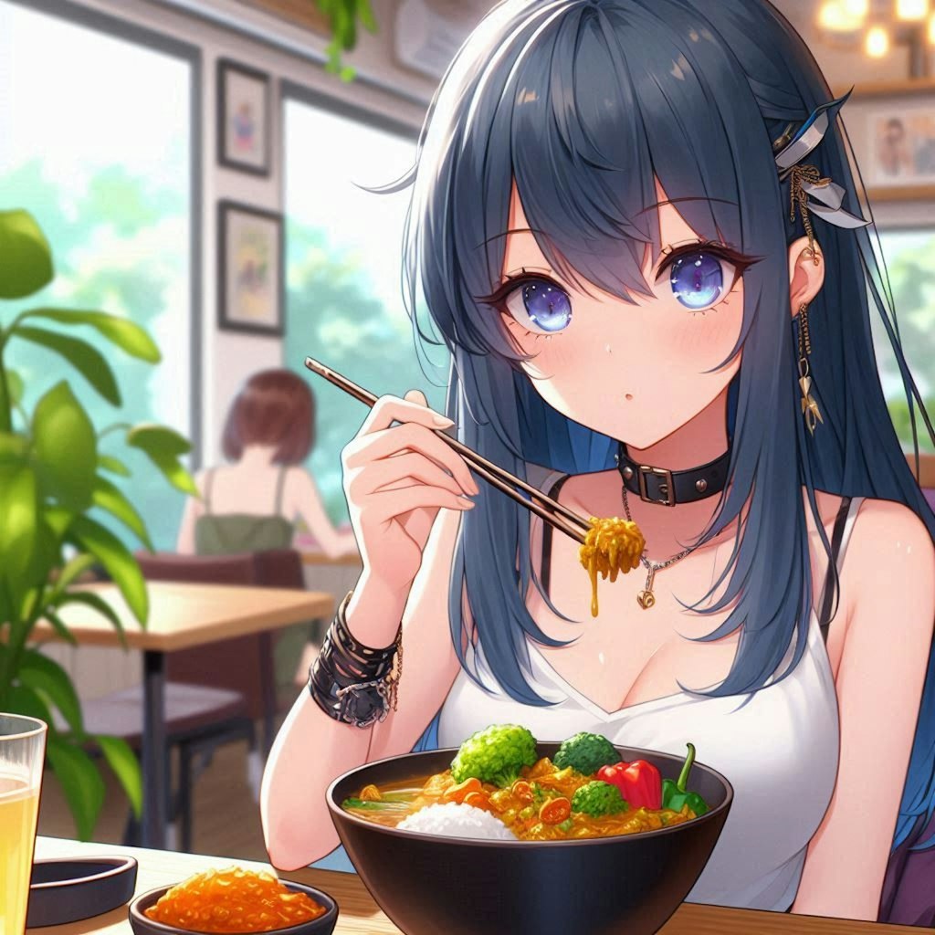 謎の食べ物を食べる少女