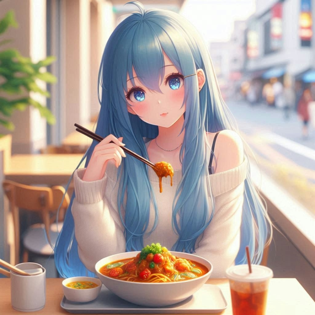 謎の食べ物を食べる少女