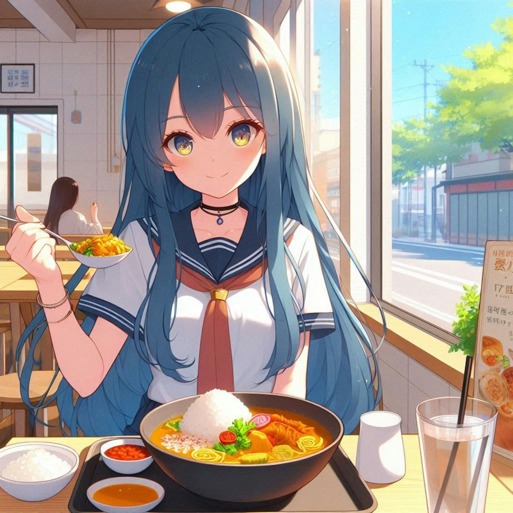 謎の食べ物を食べる少女