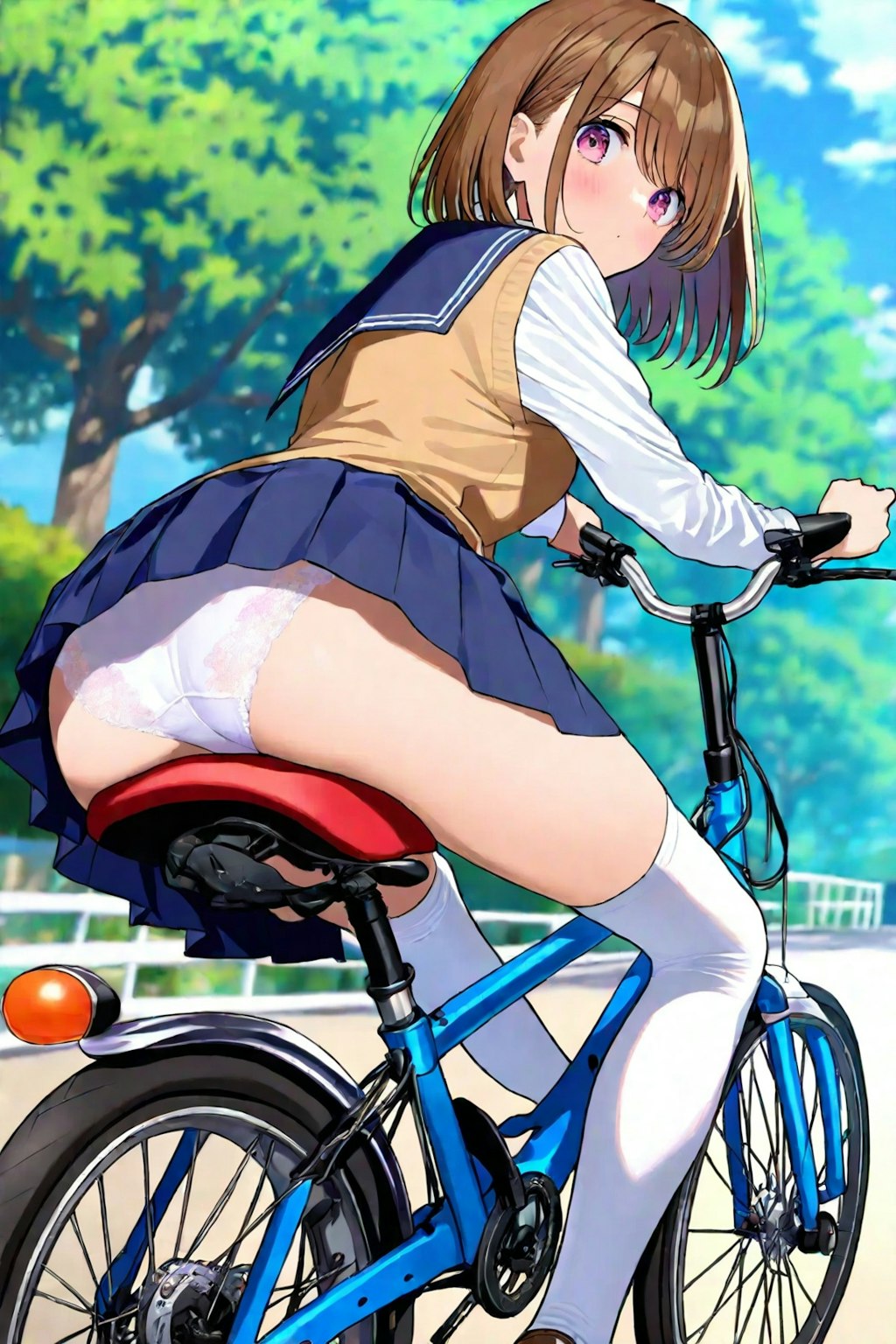 ニーハイで自転車