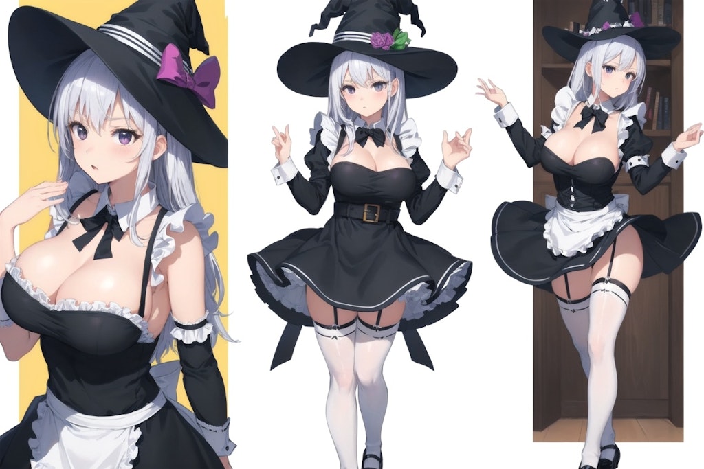 witch maid girl doing a magic dance