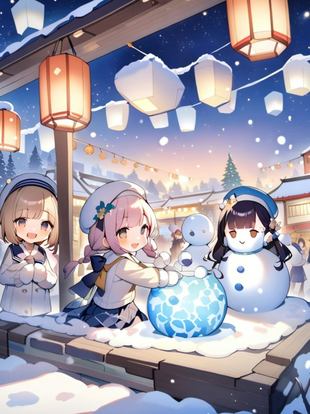 雪まつりとベレー帽ちゃん達