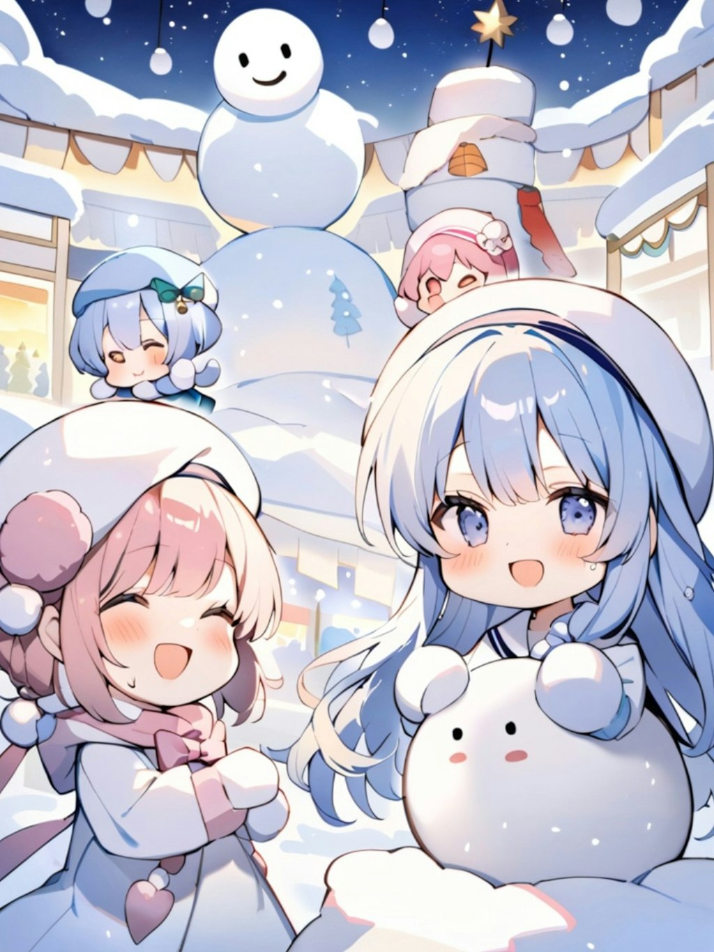 雪まつりとベレー帽ちゃん達