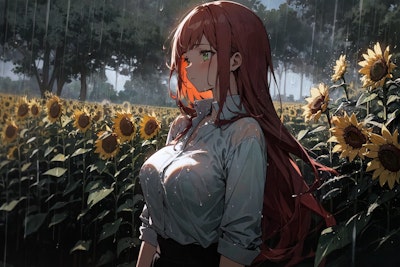 Rain among the sunflowers