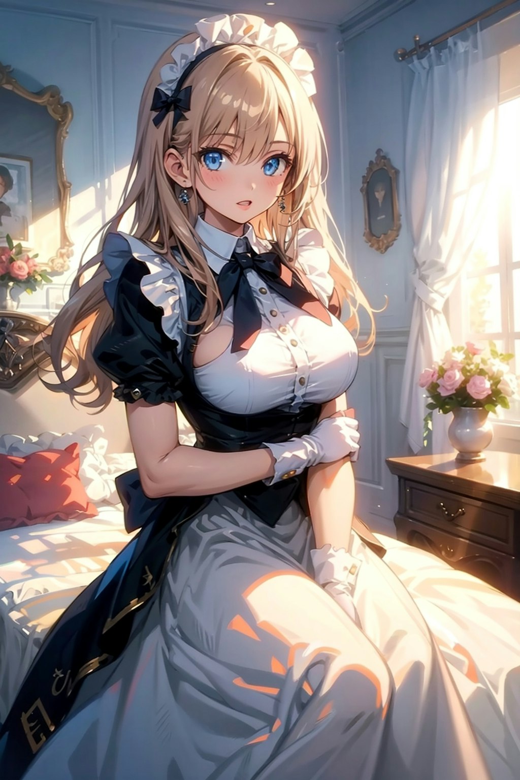ロングヘアの美少女メイド