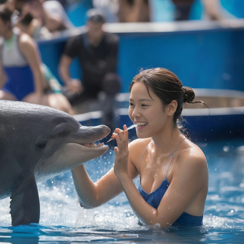 イルカとトレーナーの友情　Friendship between dolphin and trainer