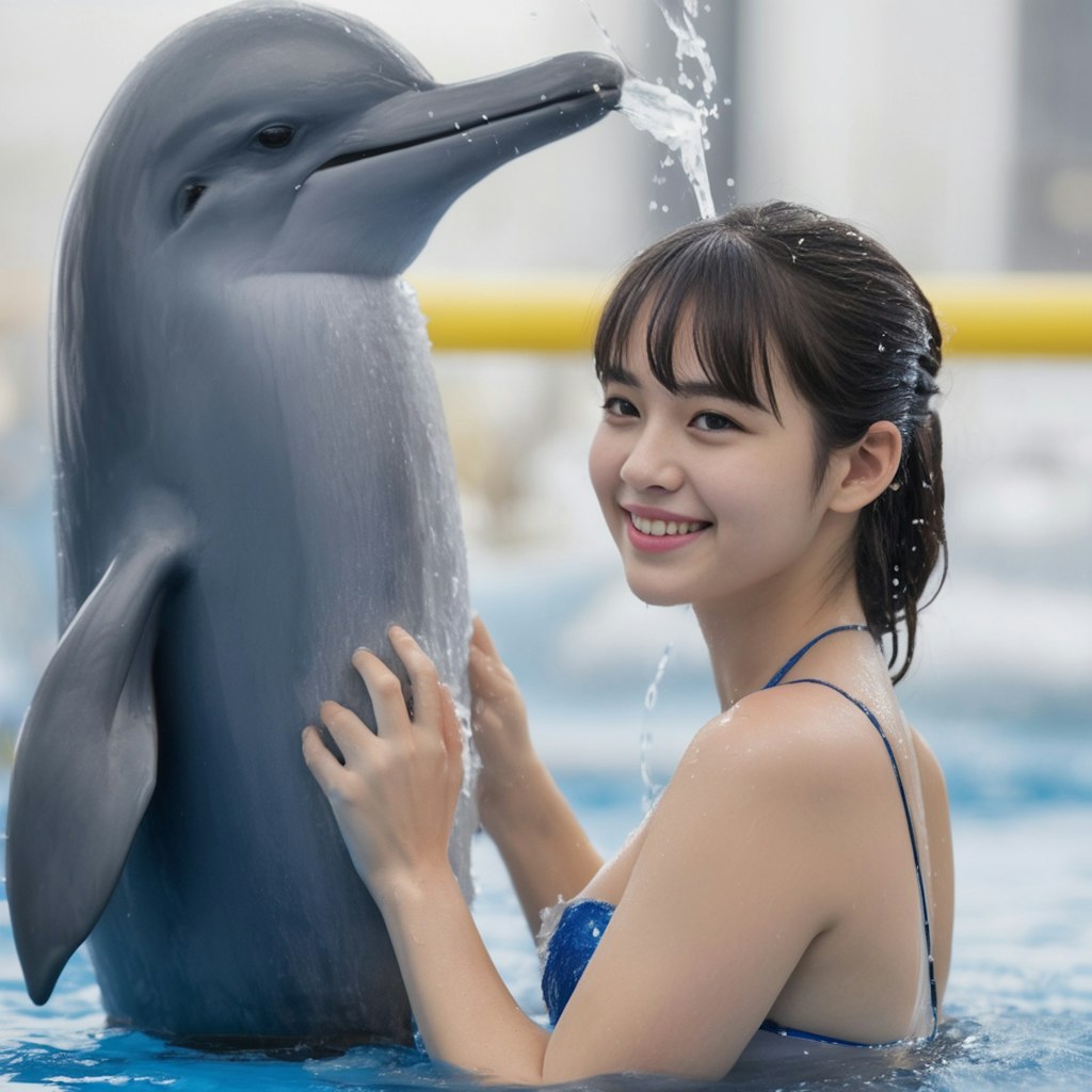 イルカとトレーナーの友情　Friendship between dolphin and trainer