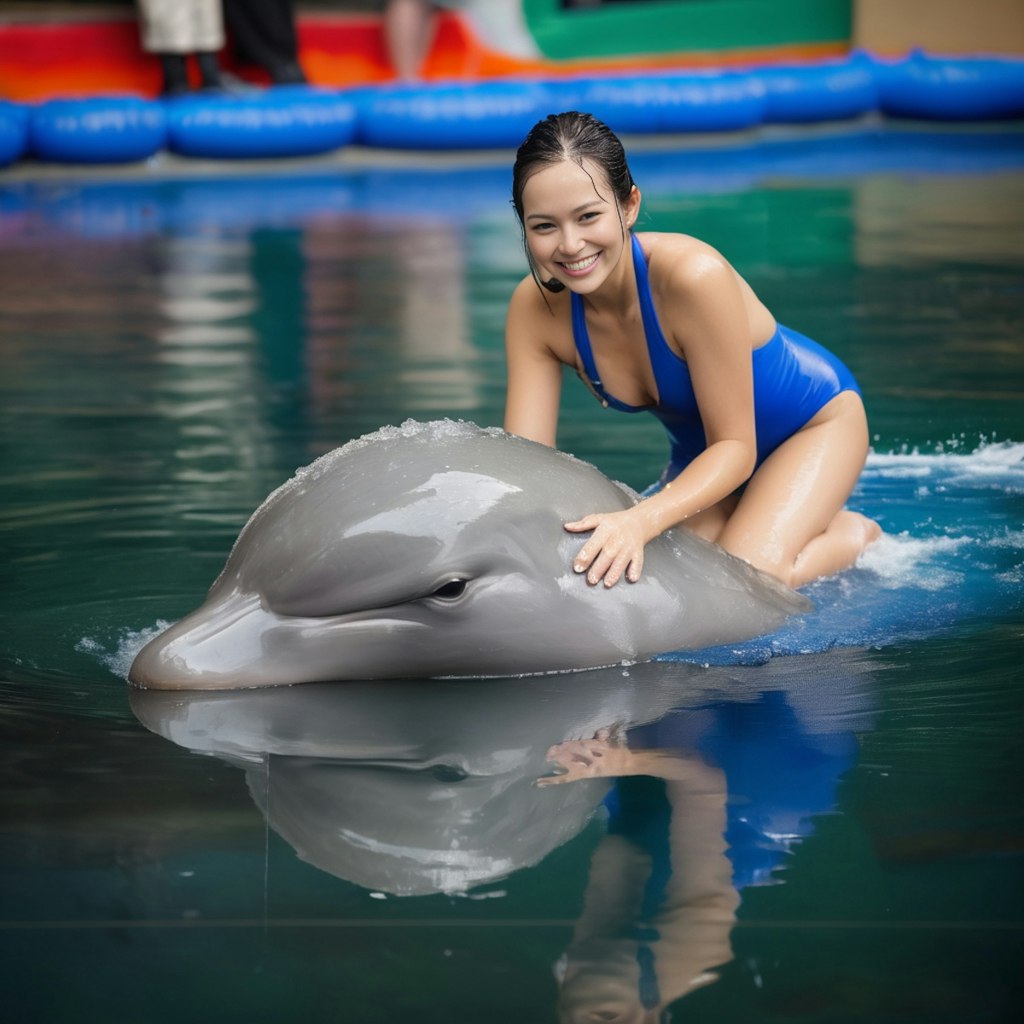 イルカとトレーナーの友情　Friendship between dolphin and trainer