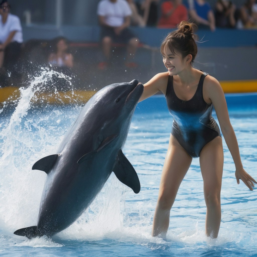 イルカとトレーナーの友情　Friendship between dolphin and trainer