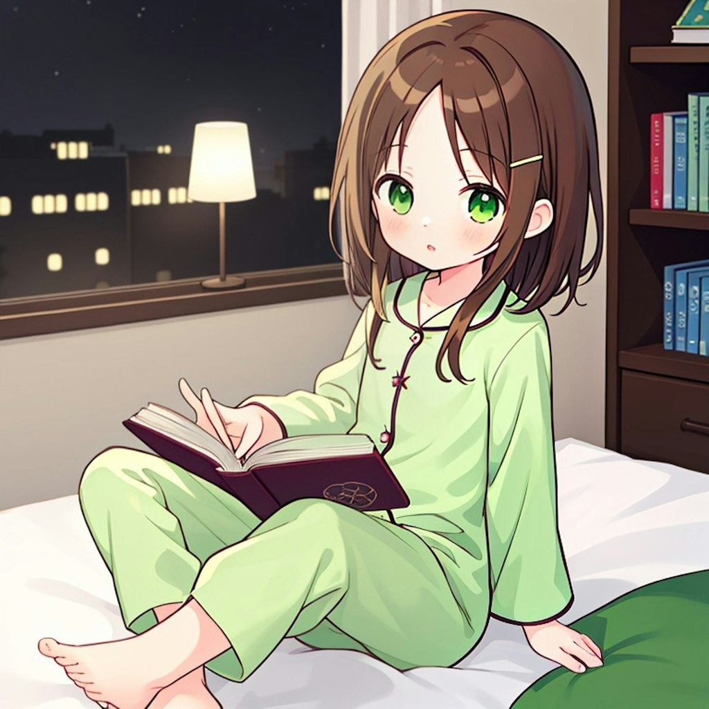 おでこ少女、本を読む