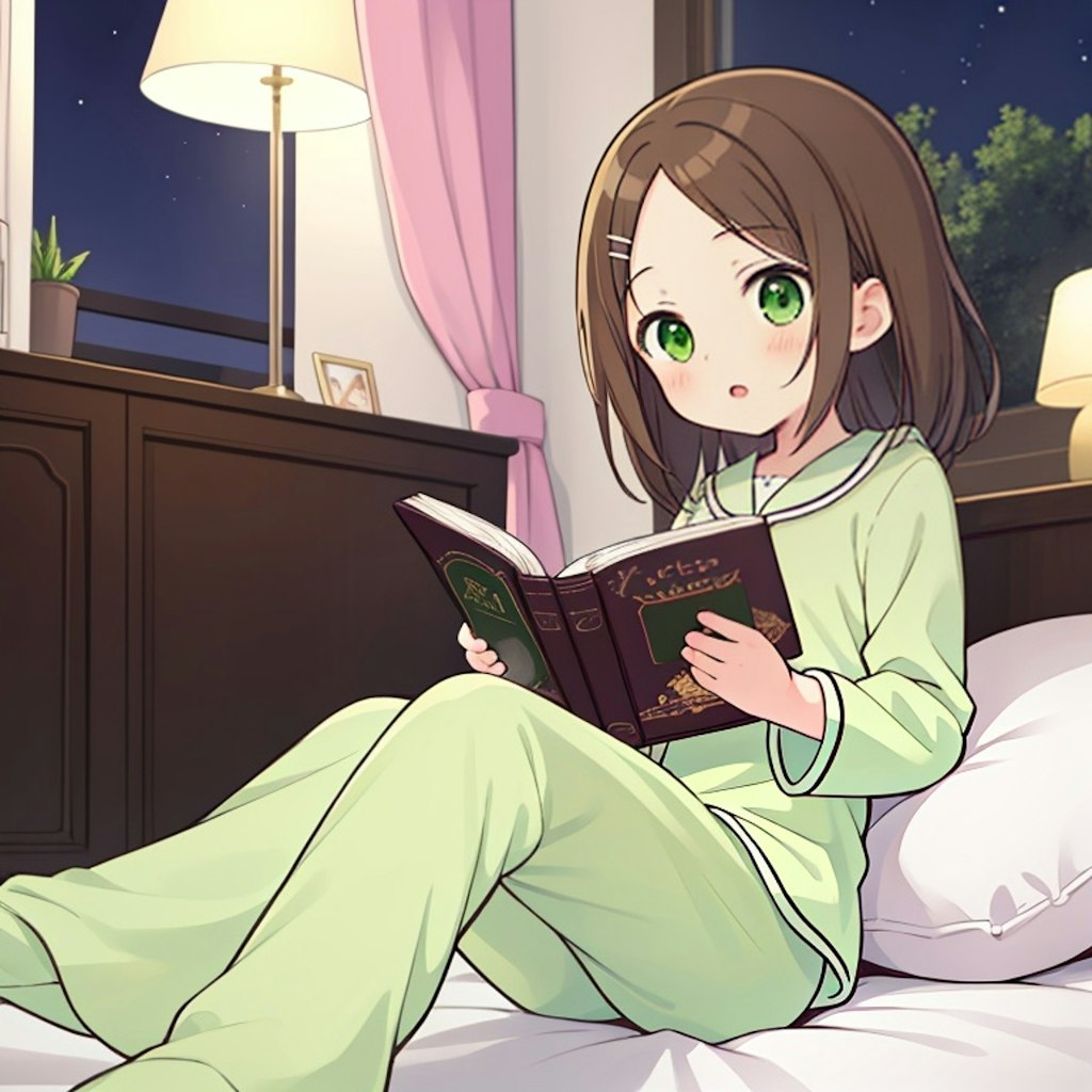 おでこ少女、本を読む