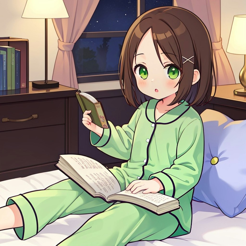 おでこ少女、本を読む