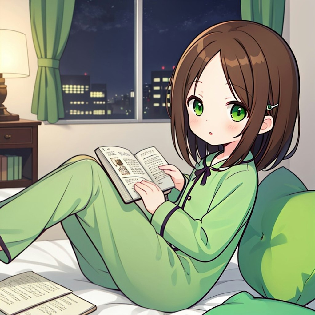 おでこ少女、本を読む