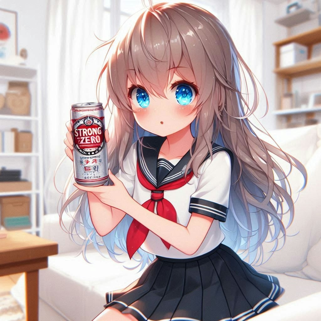 強炭酸水を飲む女の子