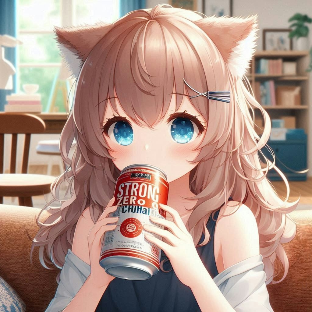 強炭酸水を飲む女の子