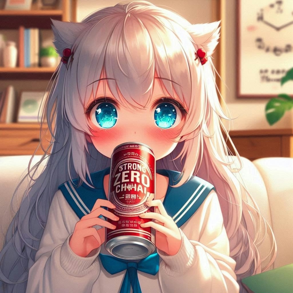 強炭酸水を飲む女の子