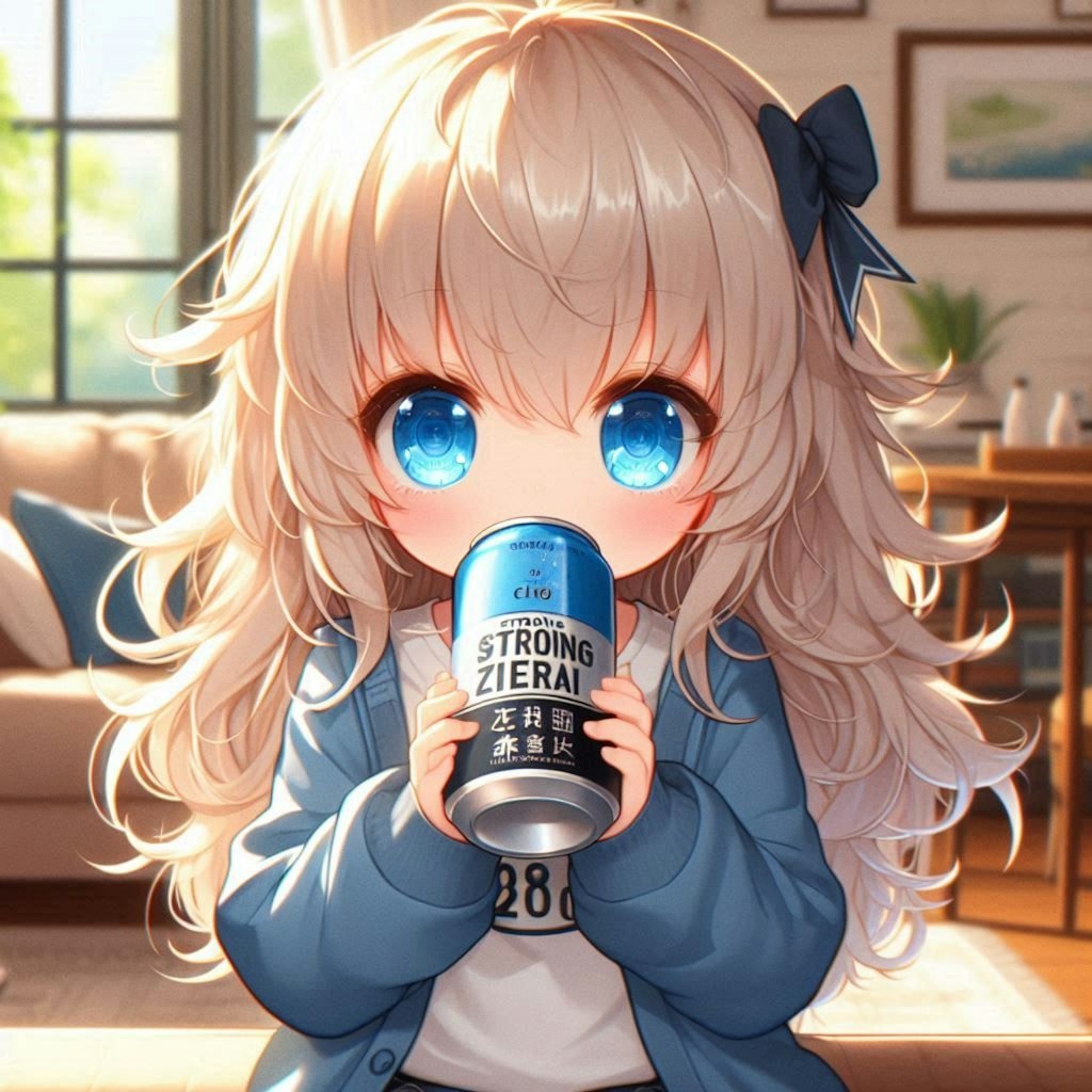 強炭酸水を飲む女の子