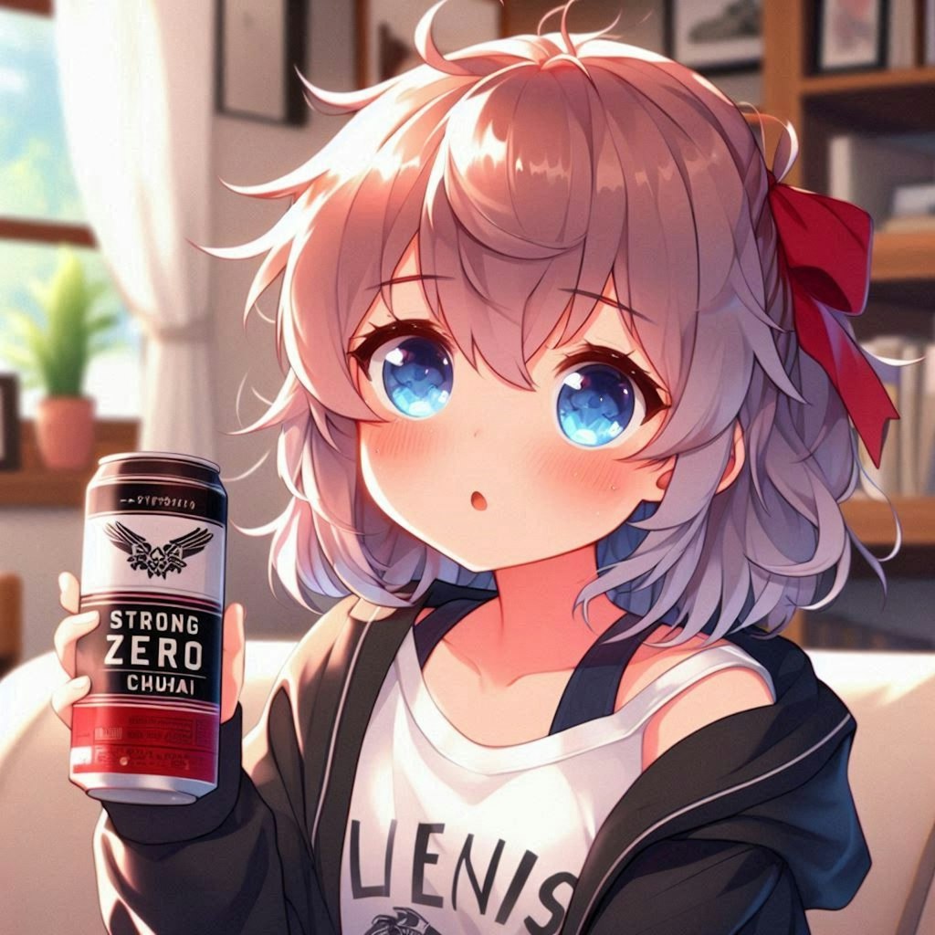 強炭酸水を飲む女の子