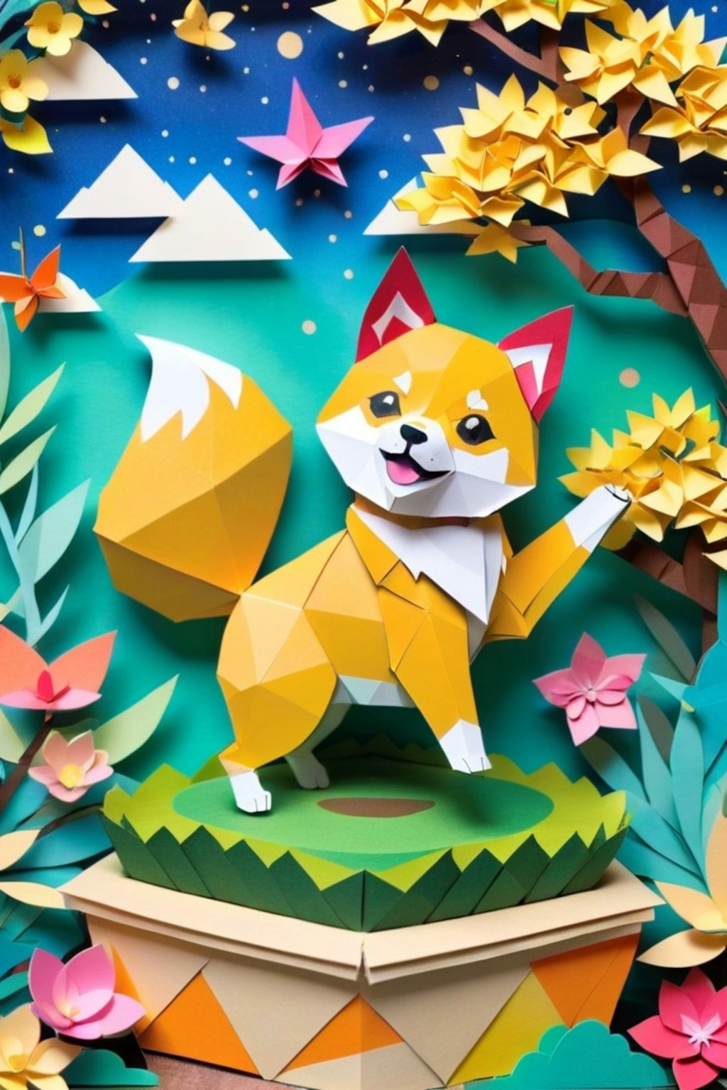 柴犬のペーパーアート