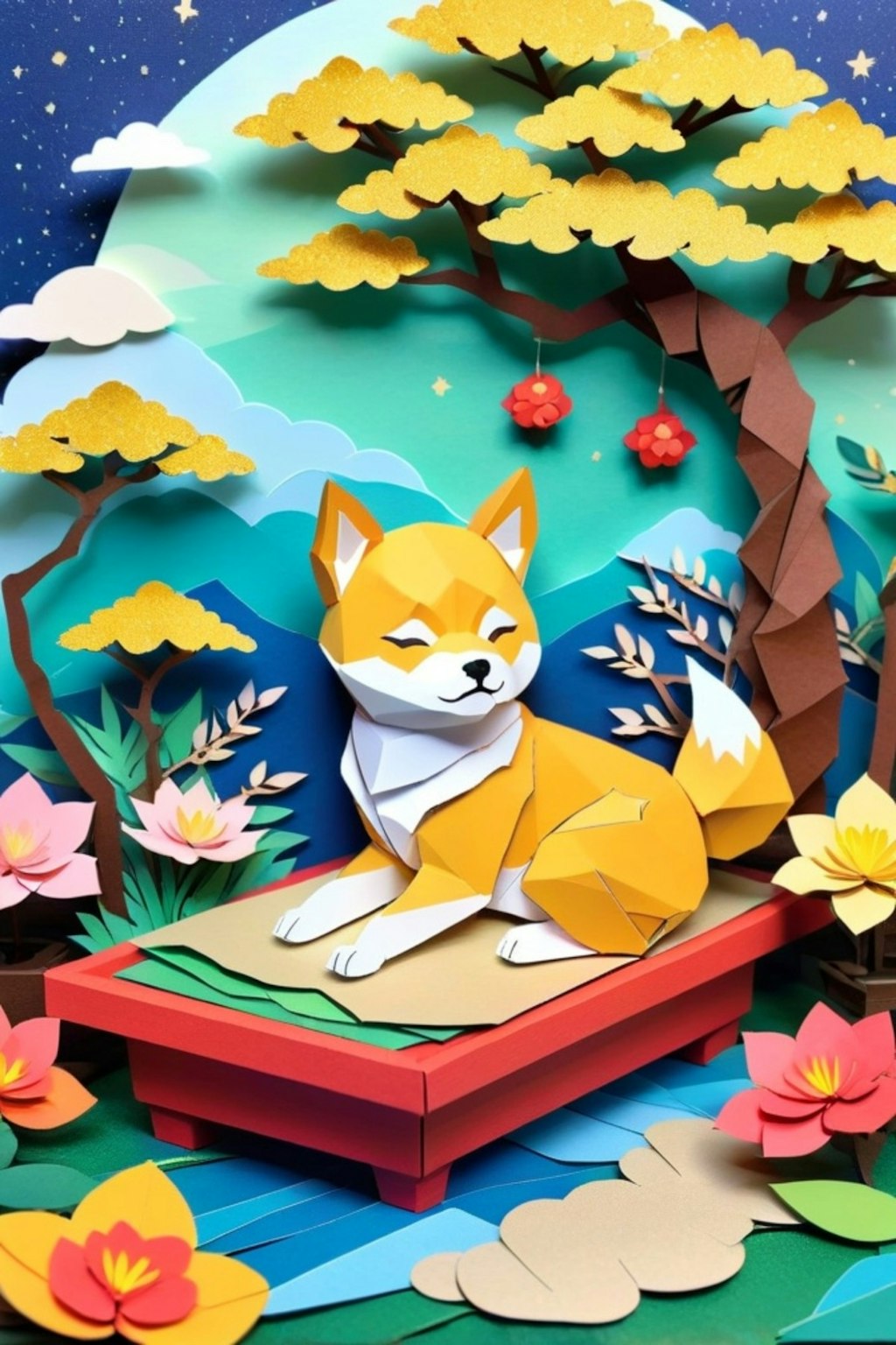 柴犬のペーパーアート
