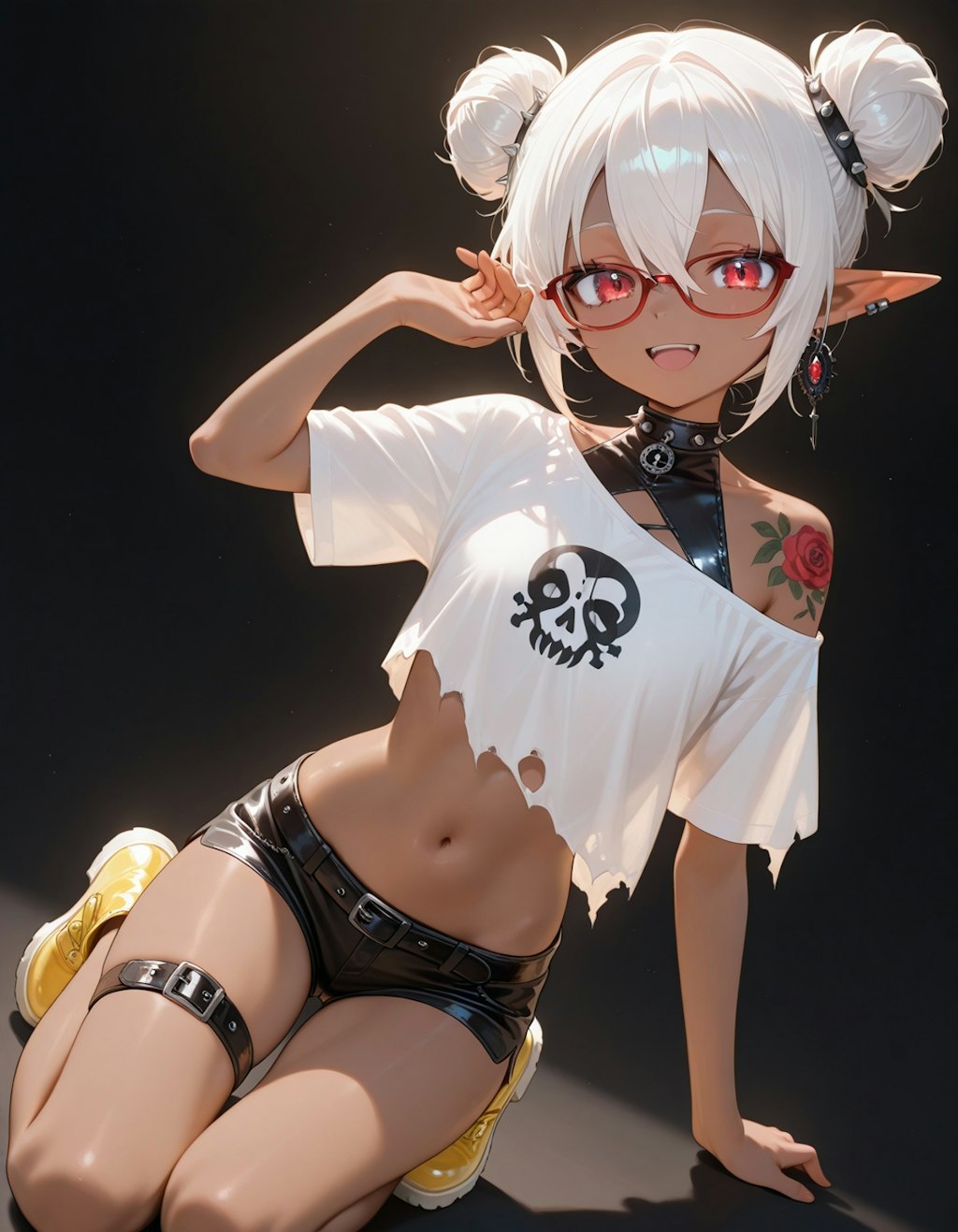 お団子ヘアーとゴスパンクファッション