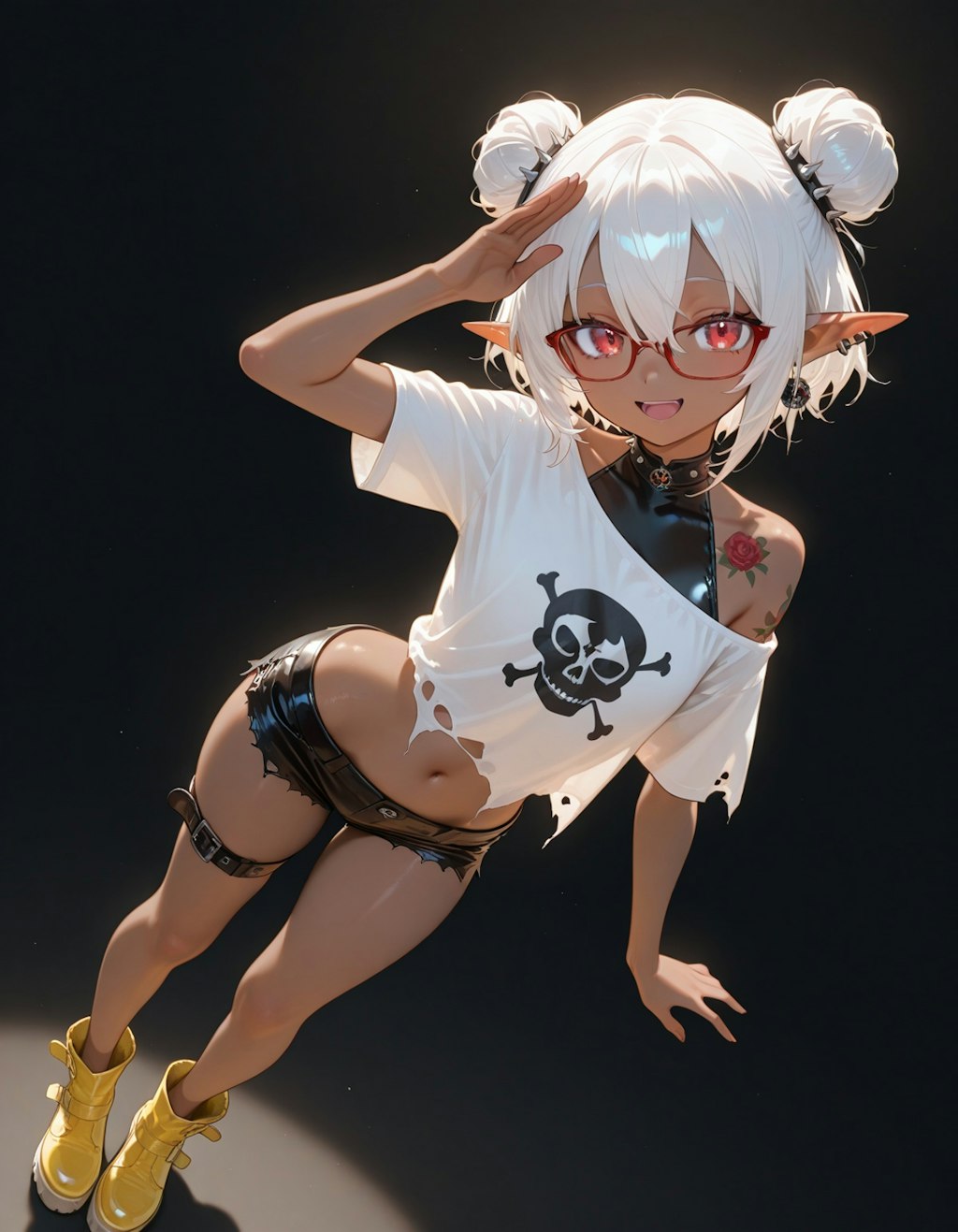 お団子ヘアーとゴスパンクファッション