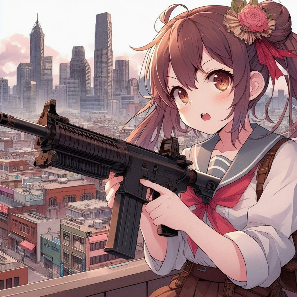 拳銃を構える女の子（その2）
