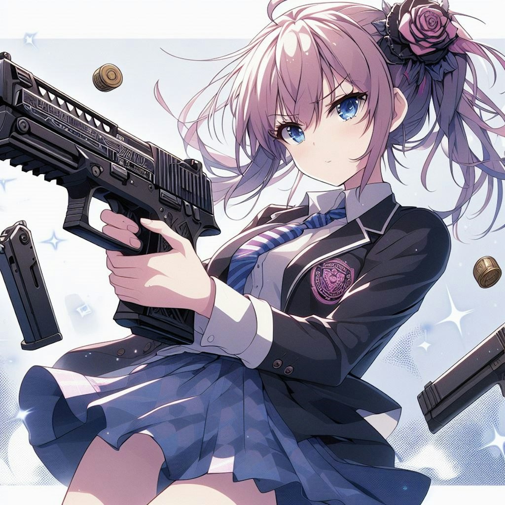 拳銃を構える女の子（その2）