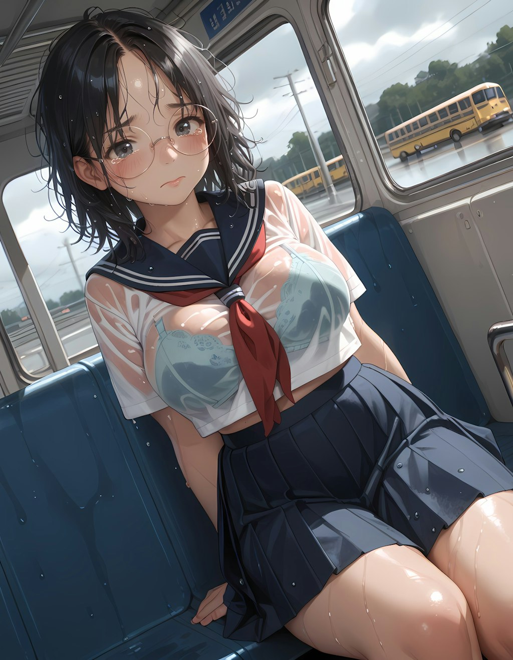 地味子も透けるとエロい