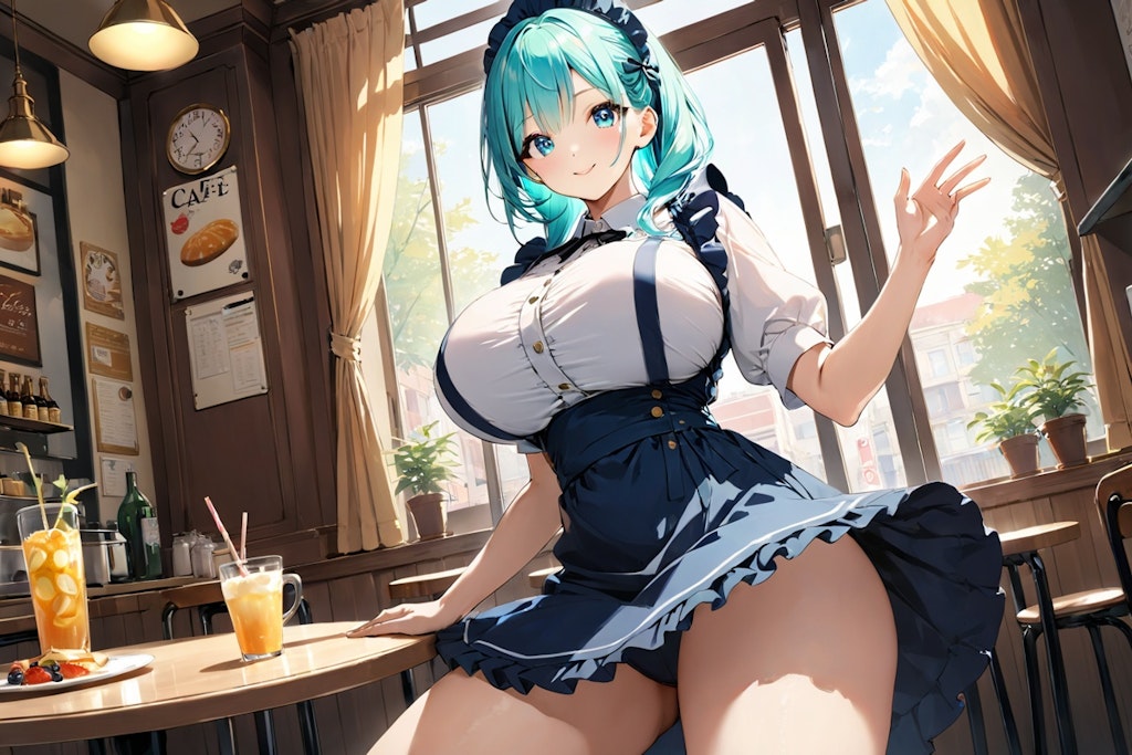 パンチラハプニングがデフォの喫茶店