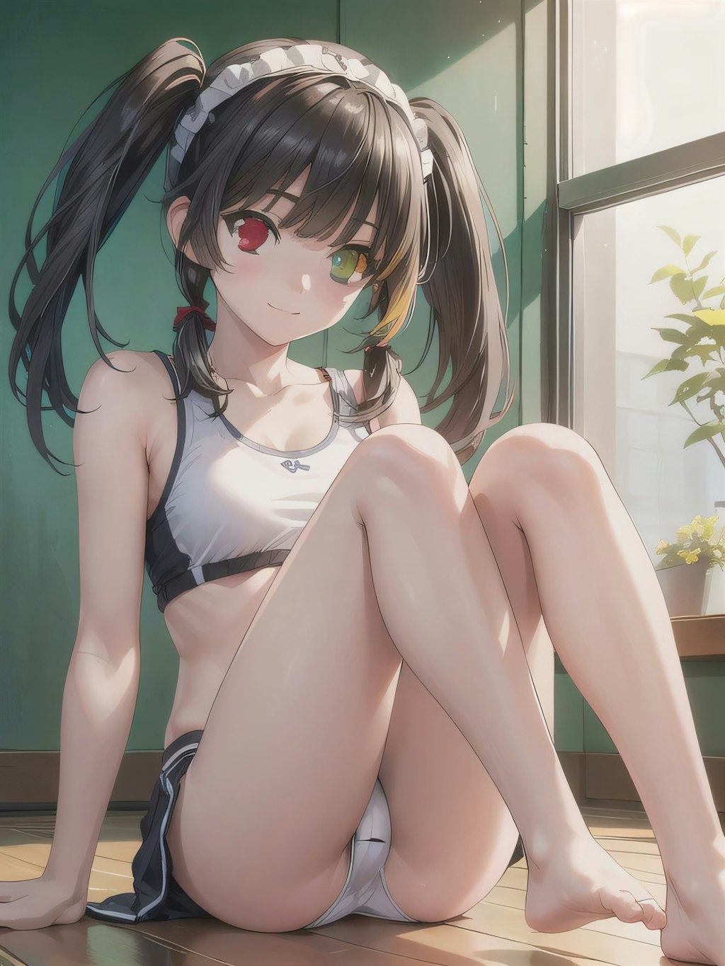 黒髪ツインテで下着の少女２