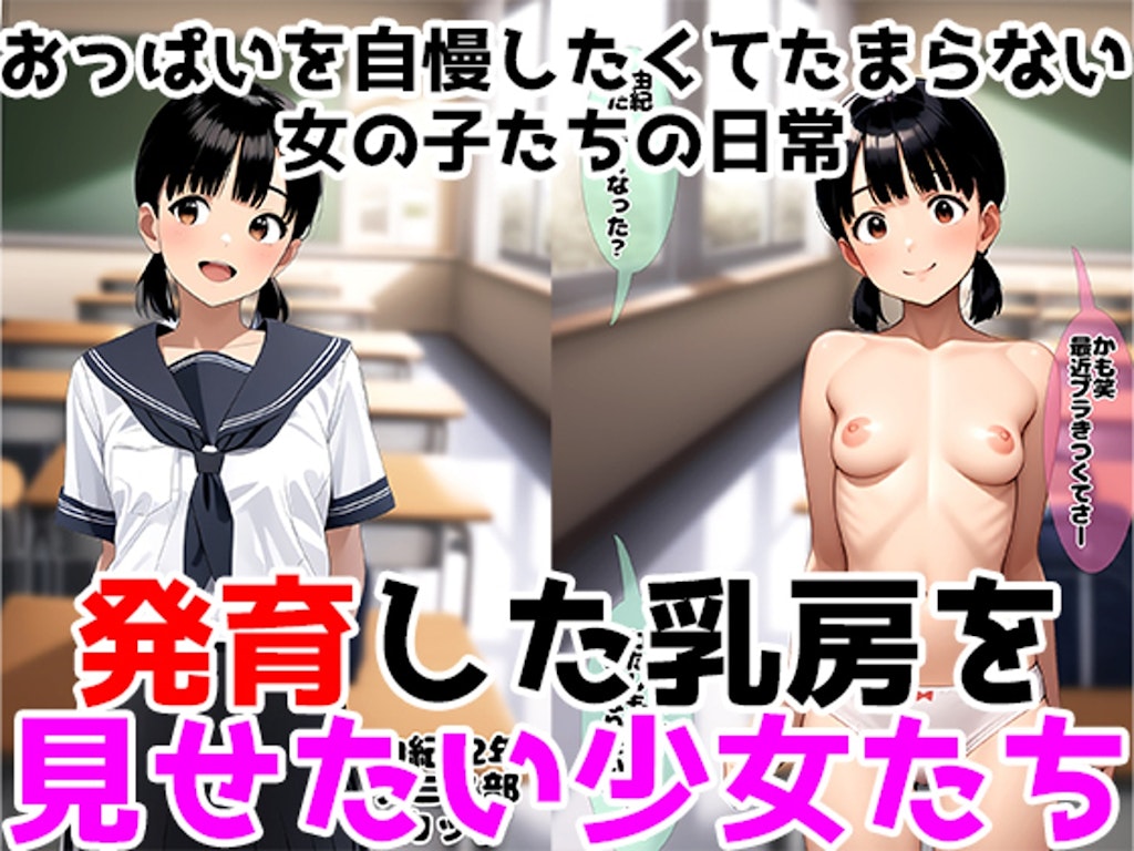 試着室で鏡に映る自分を見てうっとりする少女