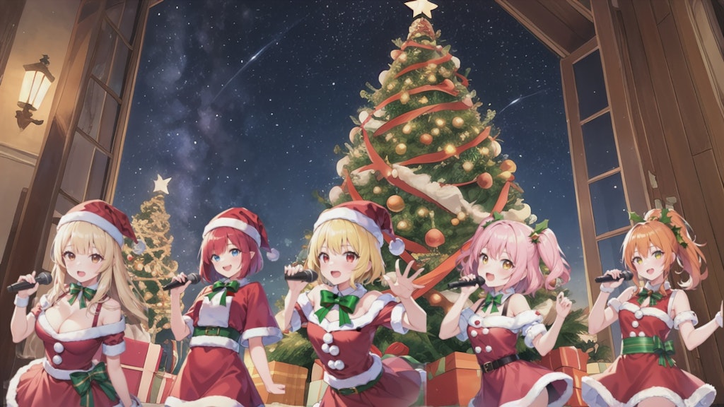 巨大クリスマスツリーの下で(pictorユーザー向け簡単メイキング付き)