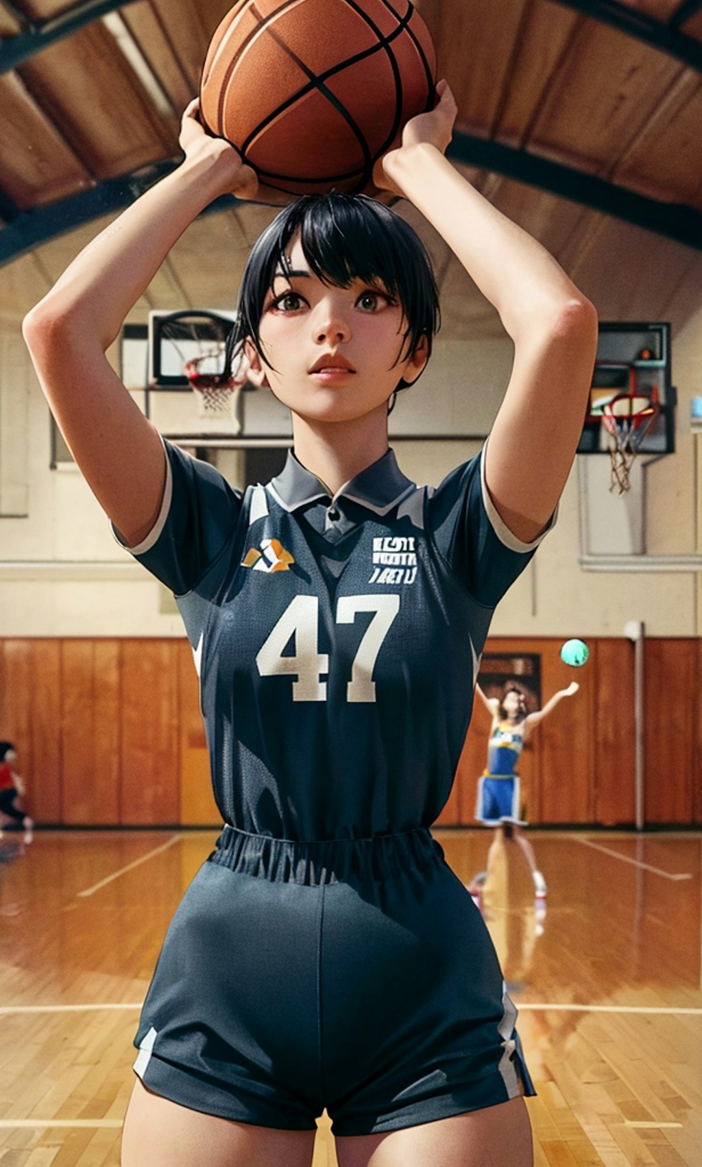 女バスのジャンプシュート81