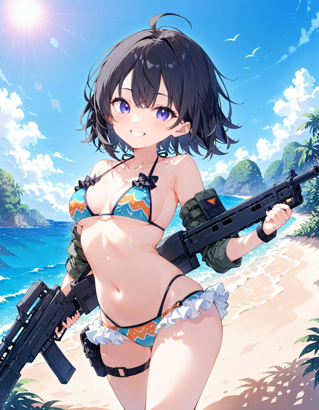 海と少女と銃