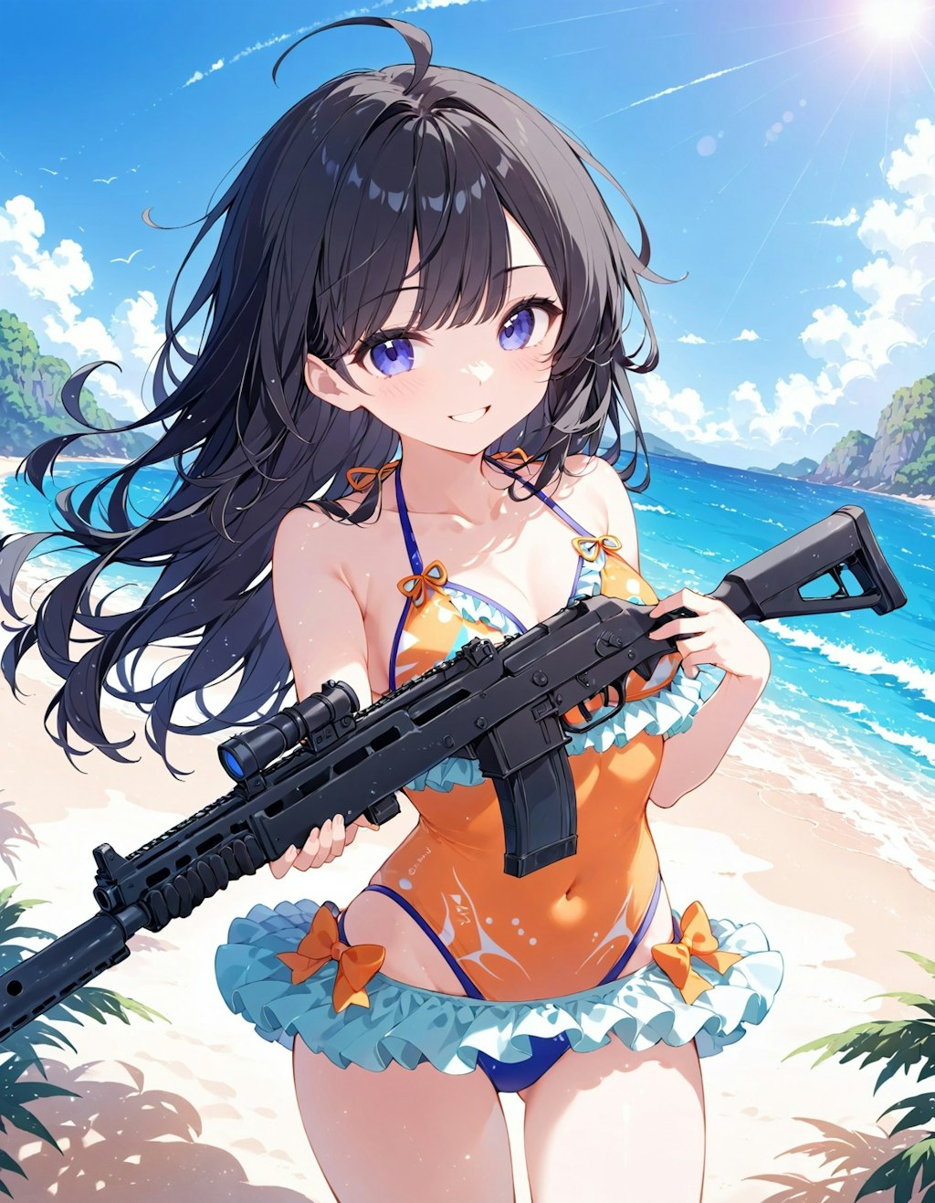 海と少女と銃