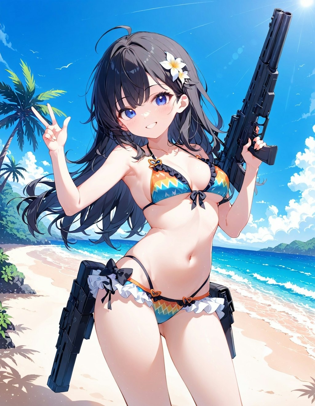 海と少女と銃