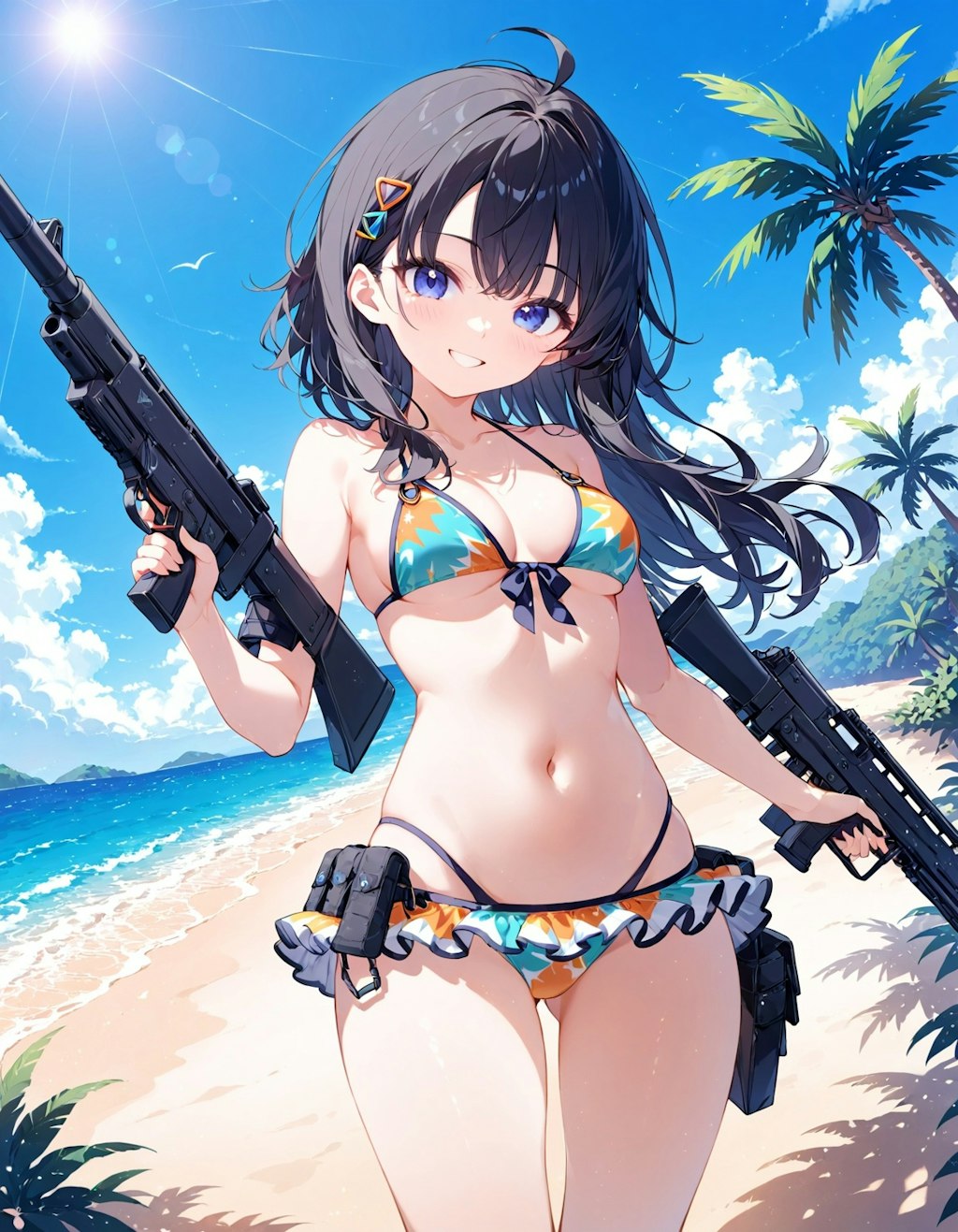 海と少女と銃