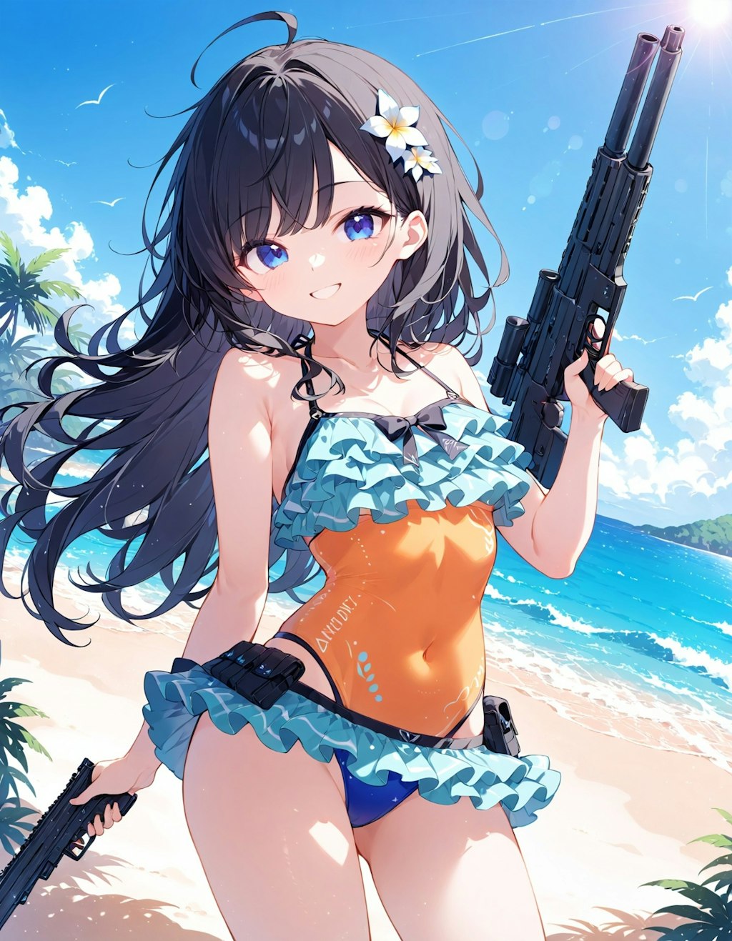 海と少女と銃