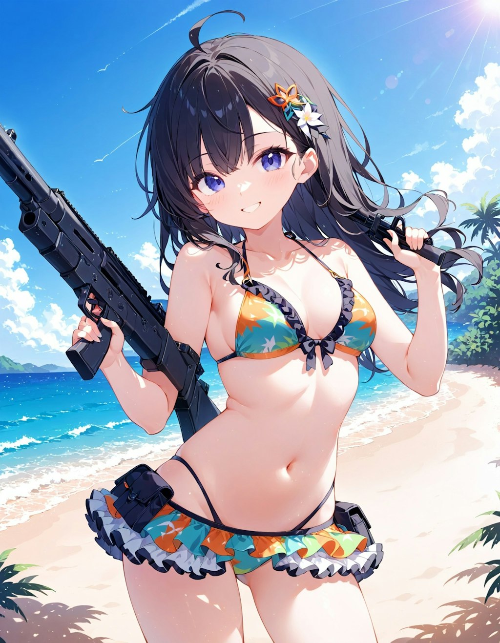 海と少女と銃