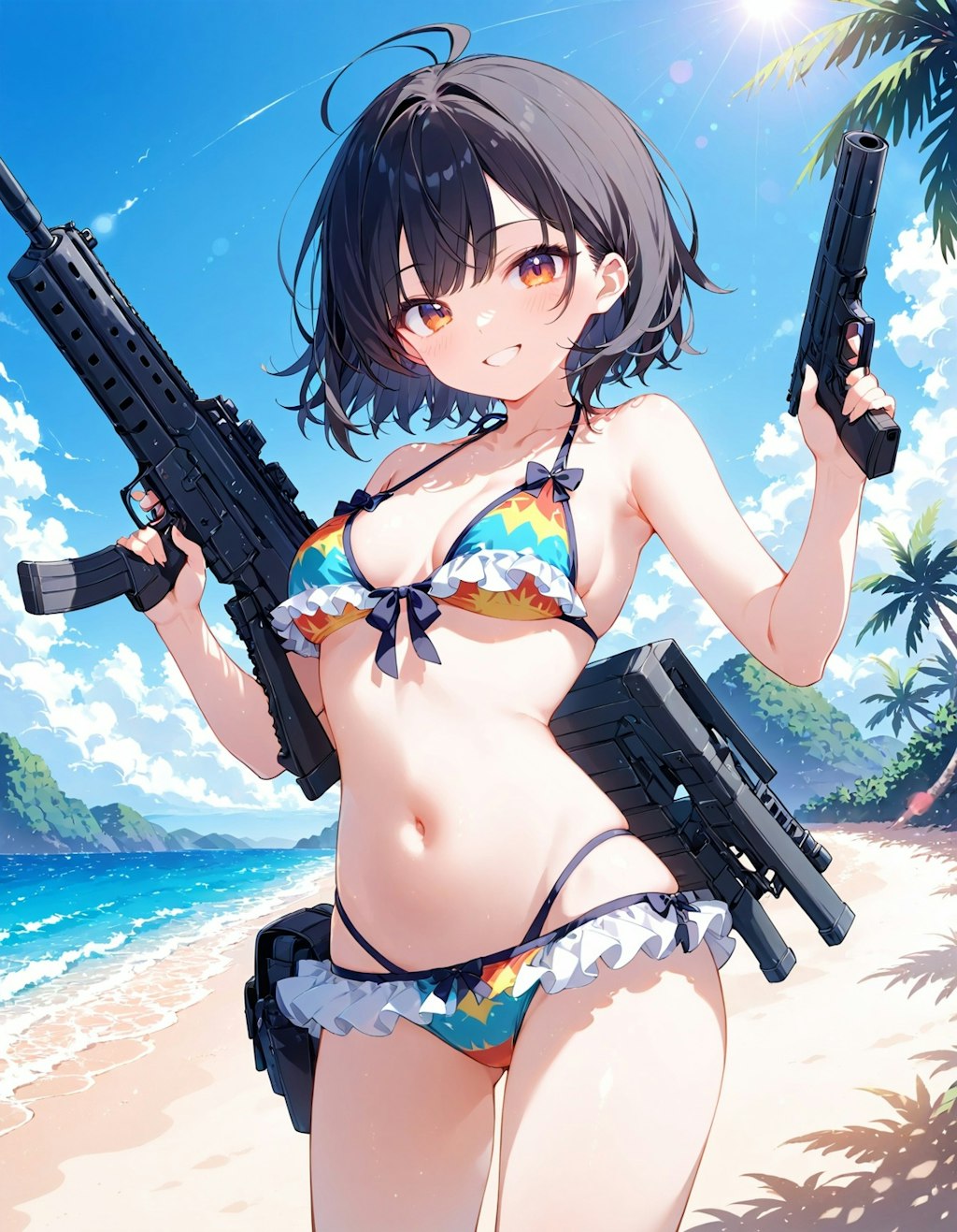 海と少女と銃