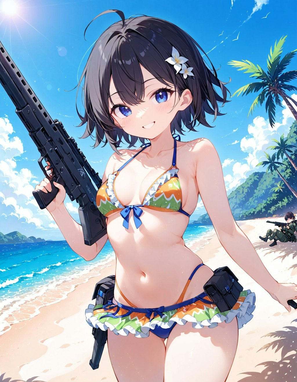 海と少女と銃